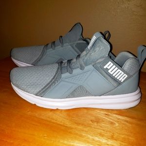 Puma Running Shoe: 11.5 Silver and White